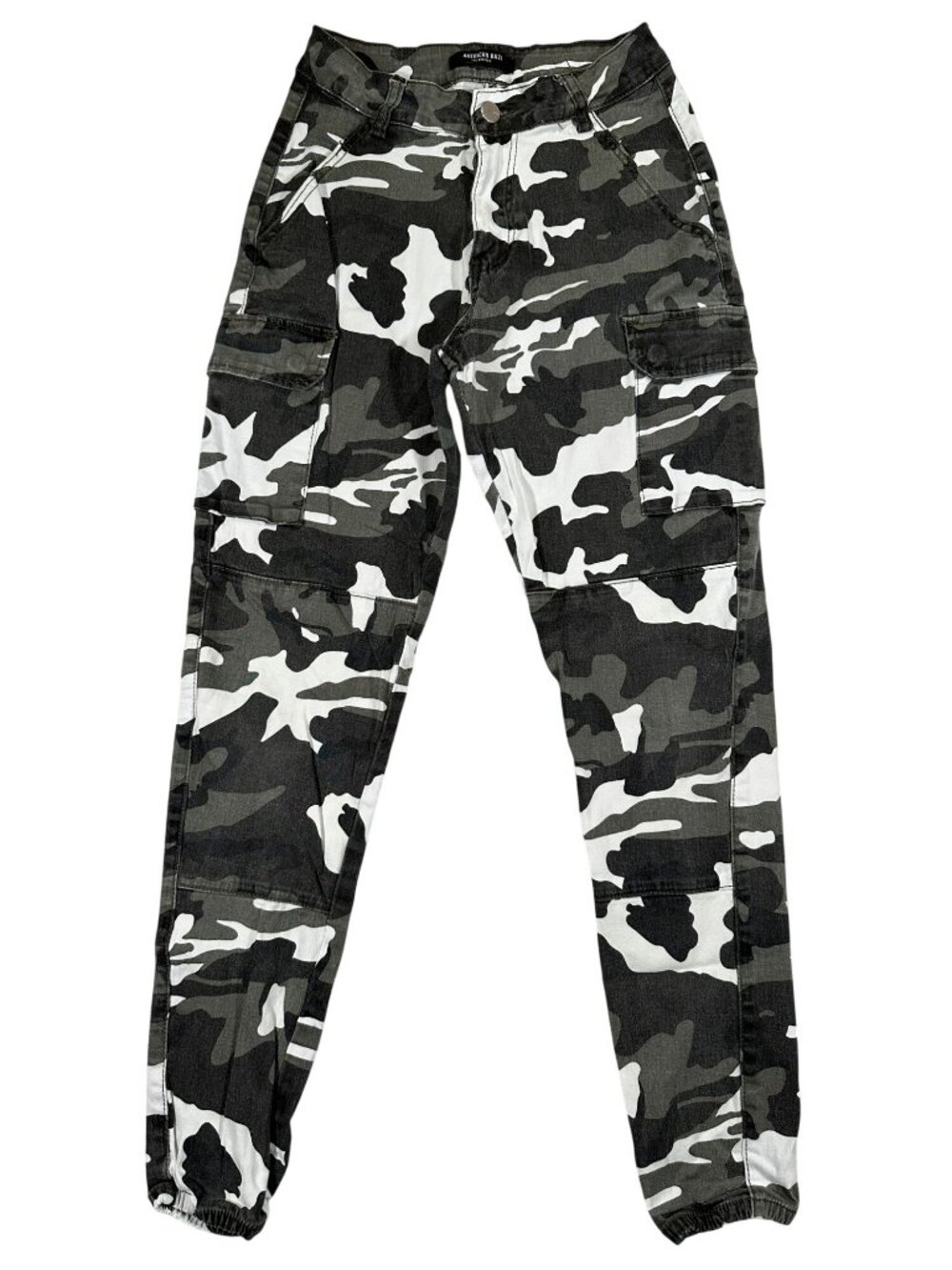 American Bazi Womens Camo Cargo Joggers Small Elastic Ankle Military Style Pants